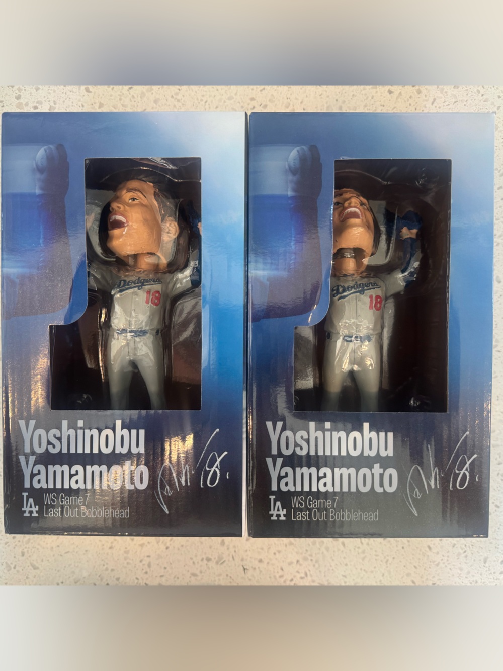 Yoshinobu Yamamoto Dodgers Bobblehead Set - Blue and White BUNDLE